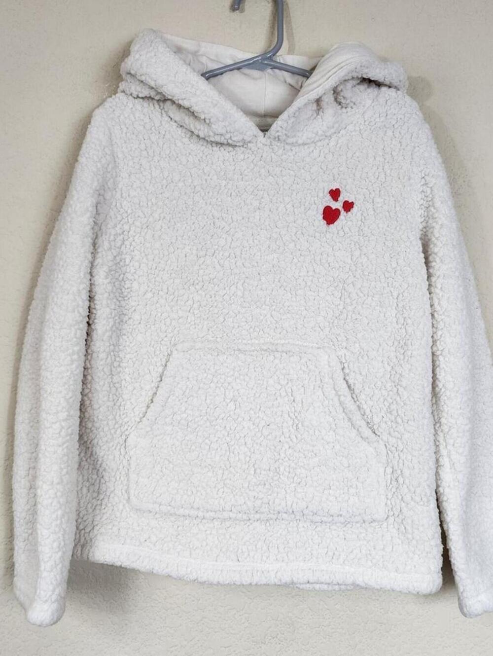 Medium Girls Kids Cat & Jack Fleece Heart Sweater Hoodie